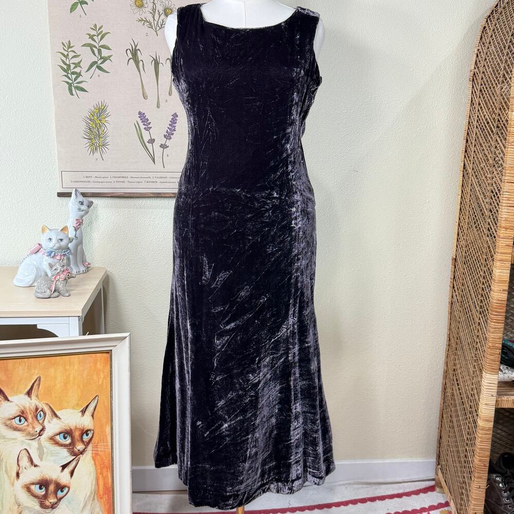 Purple Crushed Velvet Midi Dress Whimsigoth Romantic Goth Witchy Vampire Sexy M